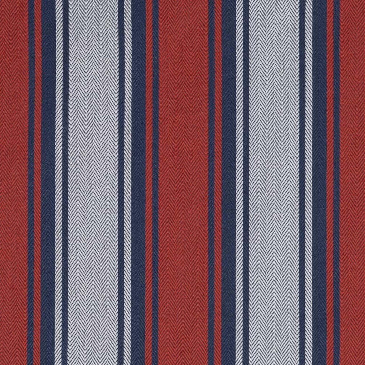 Blue Red Stain Resistant Performance Pet Friendly Stripe Woven Pattern Upholstery Fabric by The Yard - SKU: Amalfi Tomato